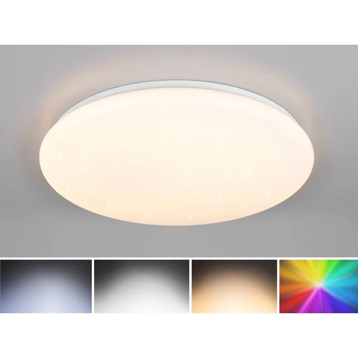 LED Deckenleuchte CETUS flach mit Fernbedienung, dimmbar, RGB, Weiß, Ø 48,5cm – Bild 1