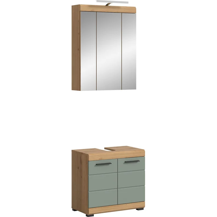 Xonox Scout Badkombination (B/H/T: 60x191x34 cm) in Salbei und Artisan Eiche Nachbildung – Bild 1