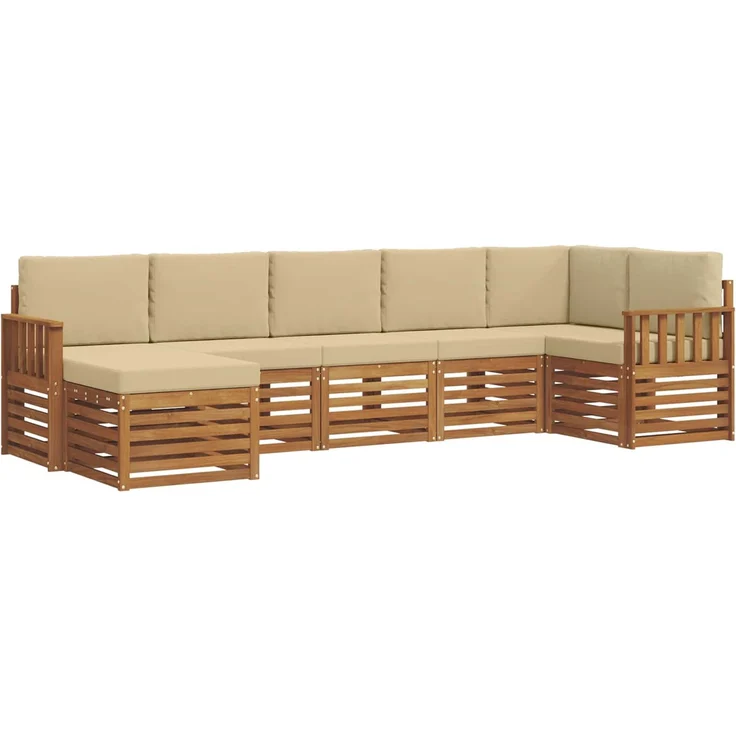 vidaXL Outdoor-Sofagarnitur 7 stk. 6-Sitzer Natur und Beige 3375163 – Bild 2