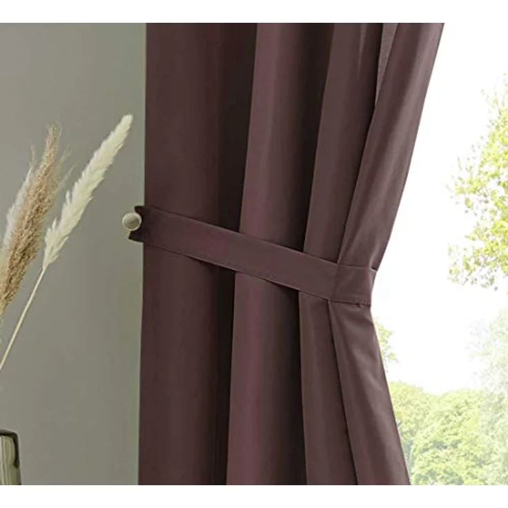 Gardinenbox 2er Set Vorhänge Schal Schlaufen »Berlin« HxB 225x140 cm Braun Blickdicht Microsatin Lichtdurchlässig Kräuselband Uni Matt, 20400N2 – Bild 2