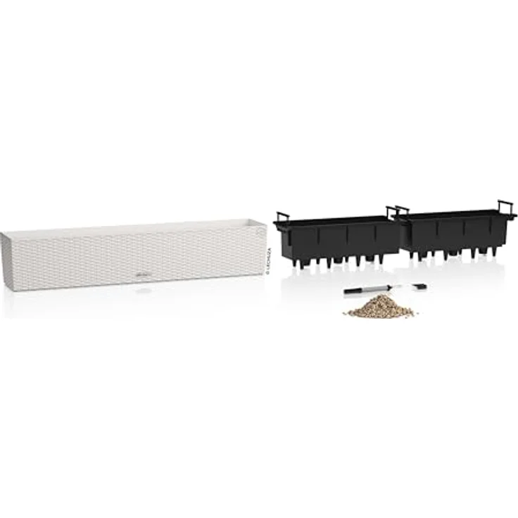 Lechuza Balconera Cottage, Balkonkasten mit Erd-Bewässerungssystem, max. 100 cm, lichtgrau – Bild 3