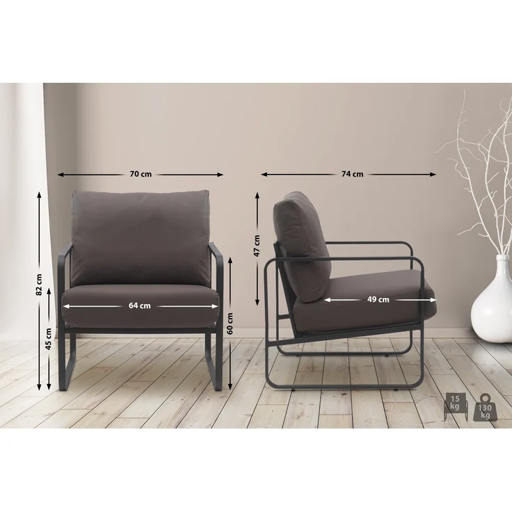 CLP Lounger Manea mit Metallgestell,braun Kunstleder – Bild 2