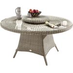 Destiny LUNA Tisch 150er Ø, vintage weiß, mit Drehteller abnehmbar, mit aufgelegter Glasplatte