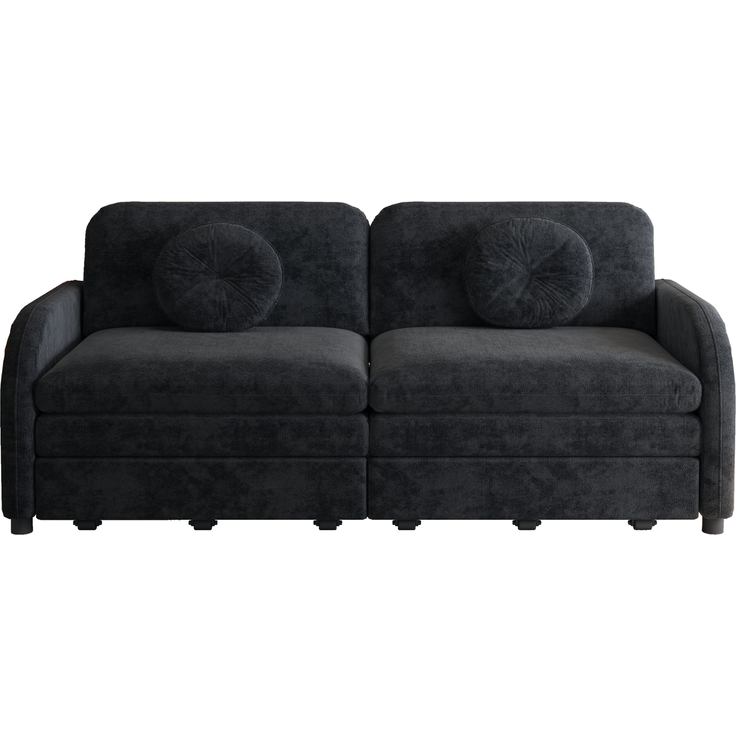 Schlafsofa 166x84x90 cm in Schwarz, 3-in-1 ausziehbar mit Stauraum und Chenillebezug – Bild 10