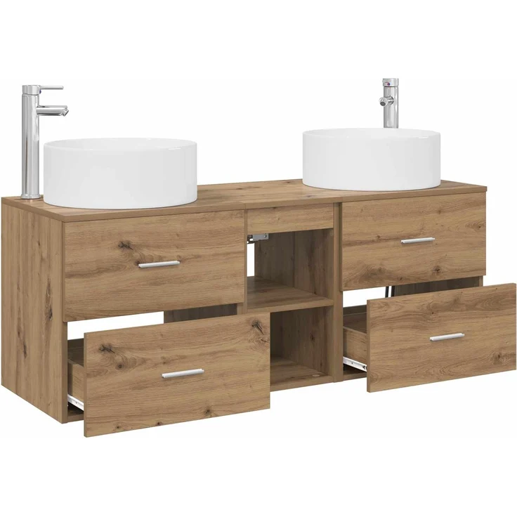 vidaXL Badezimmerschrank-Set 3 stk. Artisan-Eiche 129 x 44,5 x 80 cm 3405954 – Bild 4