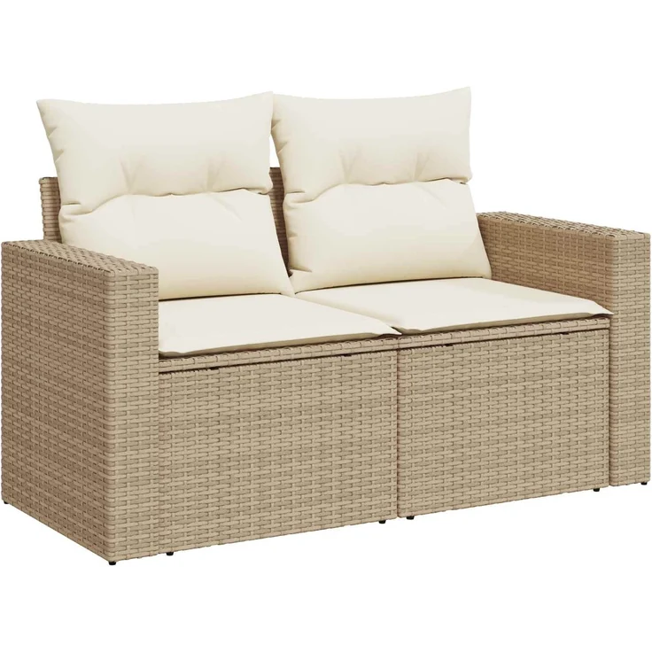 vidaXL Sofa Set 5 stk. Beige und Cremeweiß Polyrattan und Stahl 3447864 – Bild 3