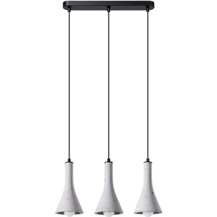 Sollux Lighting Rea 3L Pendelleuchte, industrielle Betonoptik mit schwarzem Stahl, grau