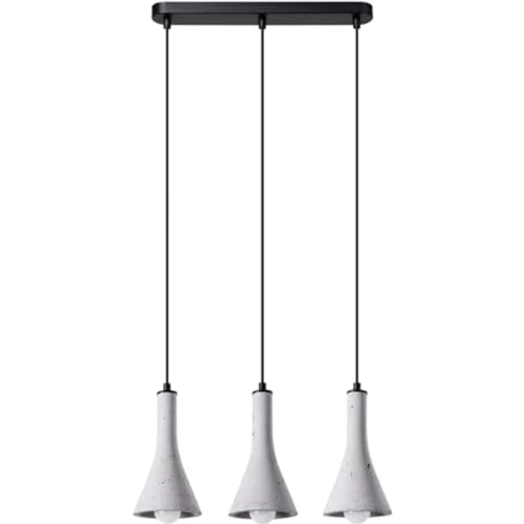 Sollux Lighting Rea 3L Pendelleuchte, industrielle Betonoptik mit schwarzem Stahl, grau – Bild 1