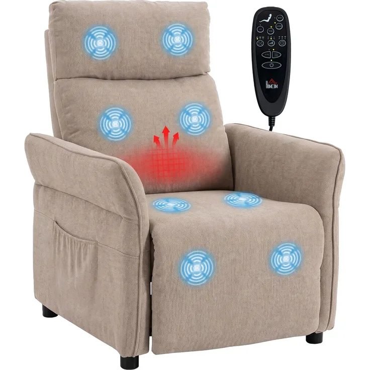HOMCOM Relaxsessel, Frottee (100 % Polyester), Braun, 74 x 89 x 103 cm