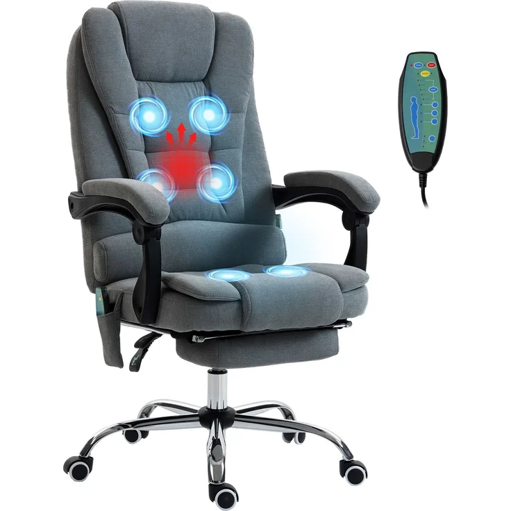 MELAYR, Beheizbarer und massierender Bürostuhl, Höhenverstellbar, 77 x 35 x 57,5 cm, Dunkelgrau – Bild 2