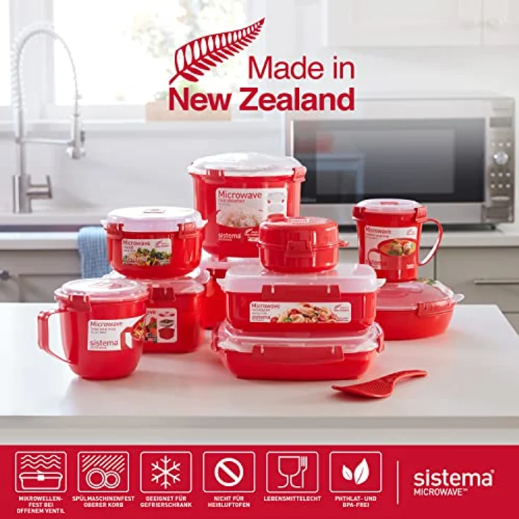 Sistema Mikrowellen-Behälter | Mikrowellen-SuppentassePorridge-Schale & Nudel-Schale | Mikrowellengeeignete Lebensmittelbehälter mit Dampfventil | 3 Stück – Bild 6
