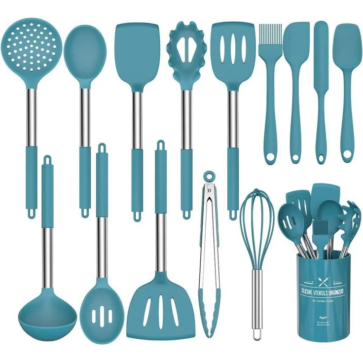 Umiten Chef 15-teiliges Silikon Küchenutensilien-Set Marineblau