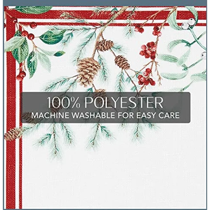 Elrene Home Fashions Winterferien-Tischdecke mit Beeren, dekorative Weihnachtstischdecke, 152,4x213,4 cm, oval, Mehrfarbig – Bild 6