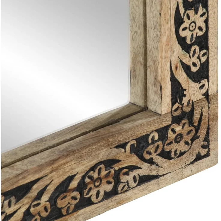Badspiegel, Badezimmerspiegel 50x70x2,5 cm Massivholz Mango und Glas – Bild 7