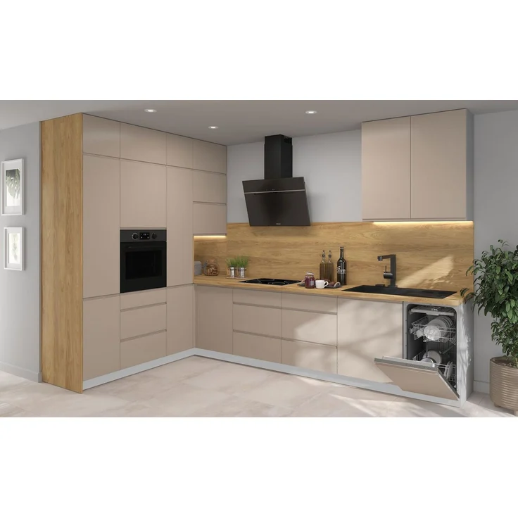 L-Form Küchenzeile AVELLINO Küchenblock 200x330cm Teilauszug grifflos grau - Fronten stone grey matt – Bild 1