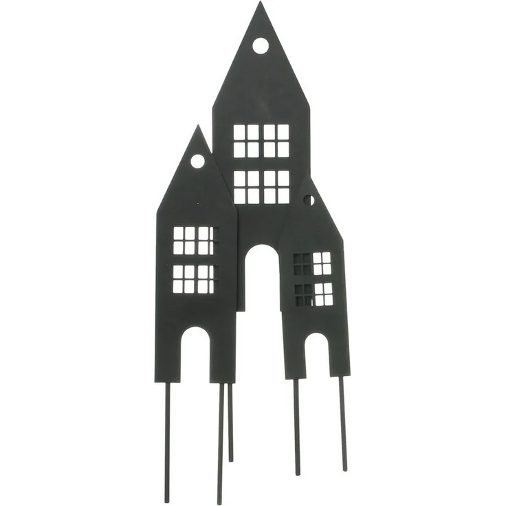 Dekoleidenschaft Gartenstecker "Haus" aus Metall, mattschwarz, 20 + 25 + 30 cm hoch, Dekostecker (3-St, im Set) Blumenstecker, Pflanzenstecker, Metallstecker, Stecker für Blumentopf – Bild 3