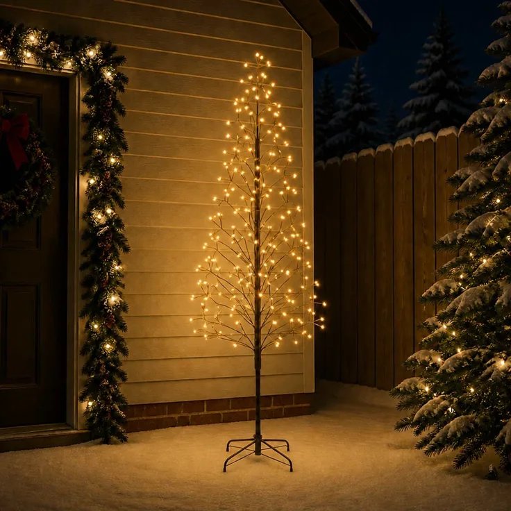 vidaXL LED-Lichterbaum Schwarz 240 cm Stahl 268 LEDs 42055313