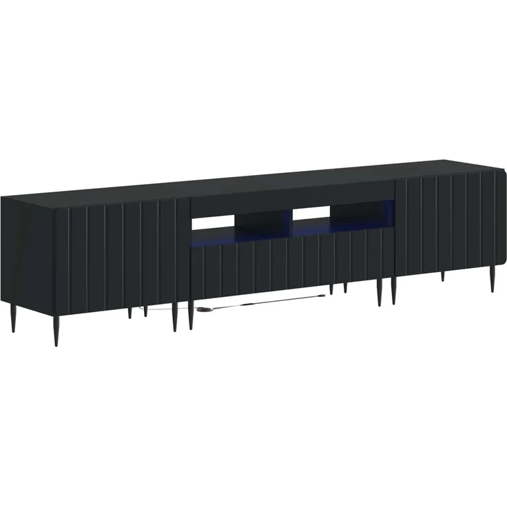 vidaXL 3-teiliges LED TV Regal ZWOLLE Schwarz Holzwerkstoff 3416514 – Bild 2