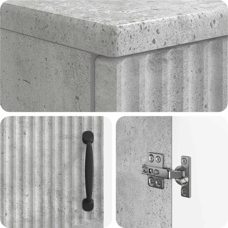 vidaXL 3-teiliges Badezimmer-Schranksystem HOORN Betongrau 3417471 – Bild 7