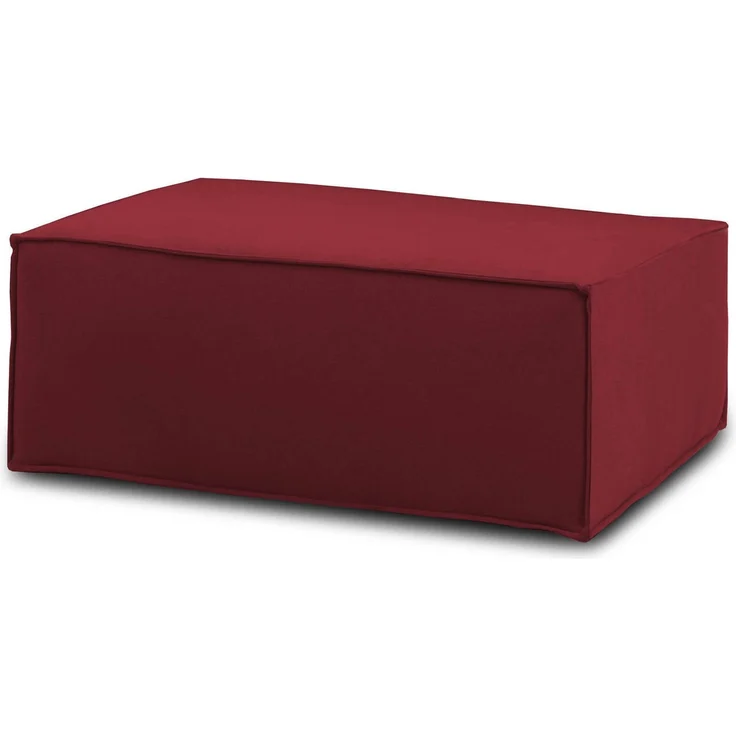 Dmora Assisi-Pouf, Wohnzimmer-Pouf, Relaxsessel aus gepolstertem Stoff, 100 % Made in Italy, 100 x 70 x 43 cm, Rot – Bild 1