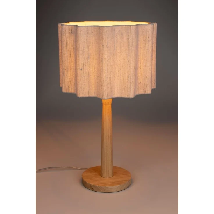 Tischlampe Scallop Dutchbone mit Jute-Lampenschirm und Holzfuß – Bild 5