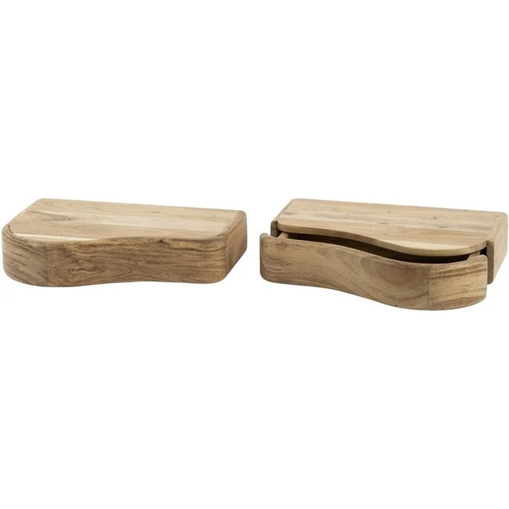 Feeling4Home Nachttisch 2er-Set Nachttisch Slantay - Akazienholz massiv Natur, 1 Schublade (2er-Set), Organisches Design mit schwebendem Effekt – Bild 5