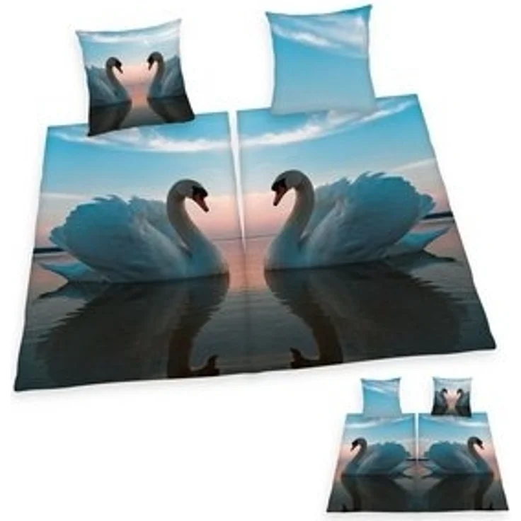 Herding Kinderbettwäsche Partner Bettwäsche 4tlg. Schwanenpaar 135x200 cm (80x80 cm) – Bild 6
