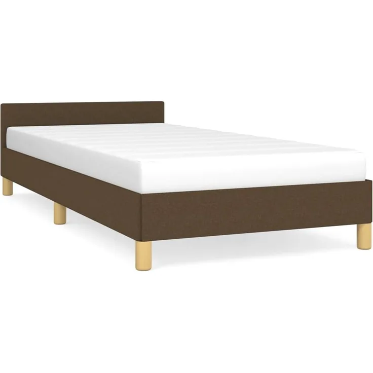 Bettgestell mit Kopfteil Dunkelbraun 100x200 cm Stoff [347394]