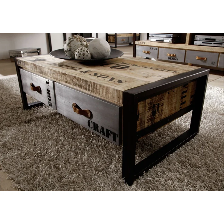 Couchtisch Mango 115x60x40 natur bedruckt FACTORY #128 – Bild 3
