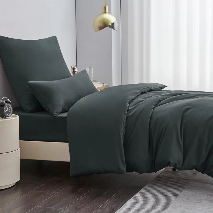 Bettwäsche Set 135x200 Grau Mikrofaser Reißverschluss 2tlg weich – Bild 4