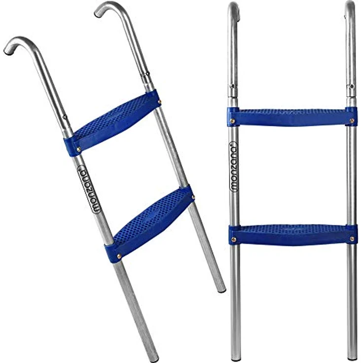 Monzana Trampolinleiter 90cm -2 Kunststoffstufen UV-beständig flexibel montierbar Sicherheitsleiter Einstiegsleiter – Bild 2