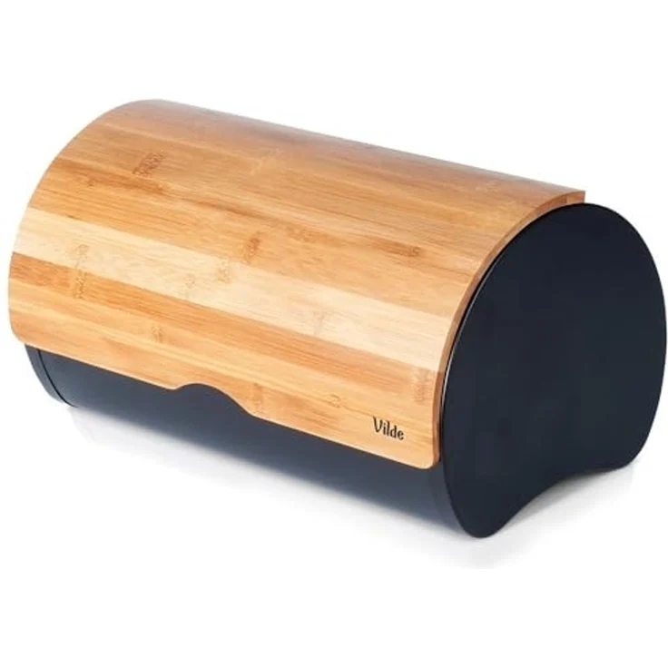 Vilde Brotkasten VILDE 38 x 24 x 20 cm Stahl Holz schwarz – Bild 2