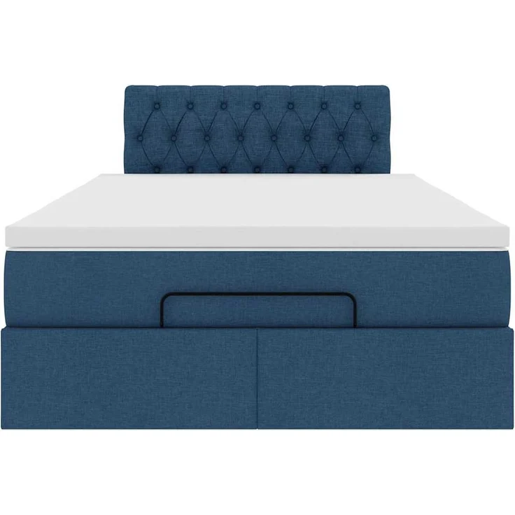 vidaXL Ottomane Bett mit Matratze & LEDs Blau 120x200 cm Stoff 3312387 – Bild 7