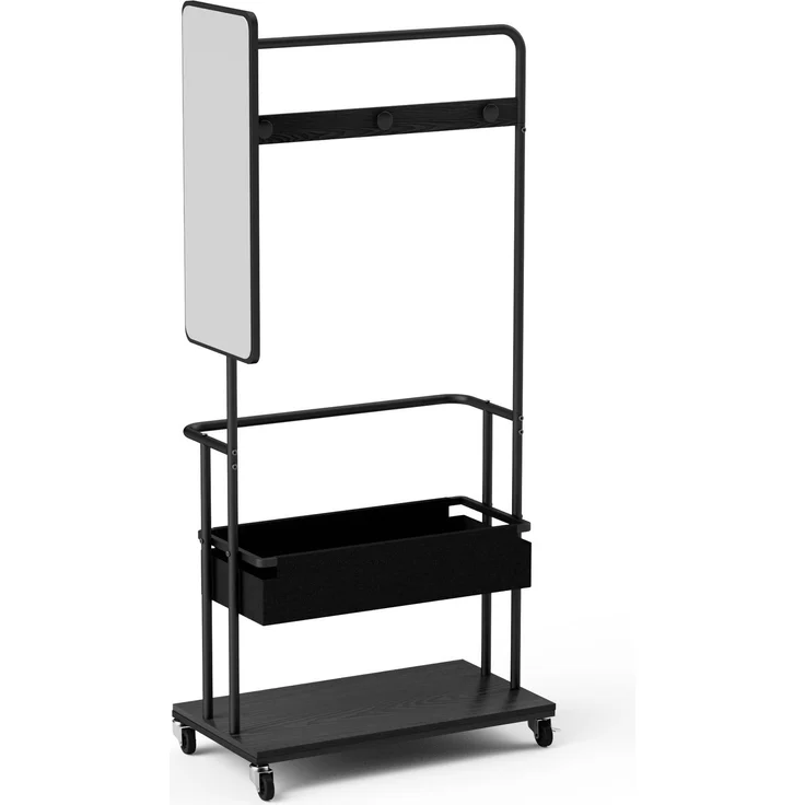 Faumrta Robuster Kleiderständer aus Metall mit Rollen, 3-in-1-Design mit Korb und Spiegel, Kleiderbügel, mobiler Kleiderständer mit Rollen, geräumiger Garderobenständer, Schwarz, 70*40*170cm70CM*40CM*170CMSchwarzParticle Board,Steel – Bild 9