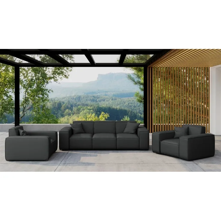 Gartenmöbel-Set SUMMER 3-1-1 wetterfester Stoff NXL Schwarz