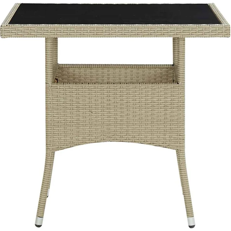 Gartentisch, Esstisch, Küchentisch Beige Poly Rattan und Glas – Bild 2