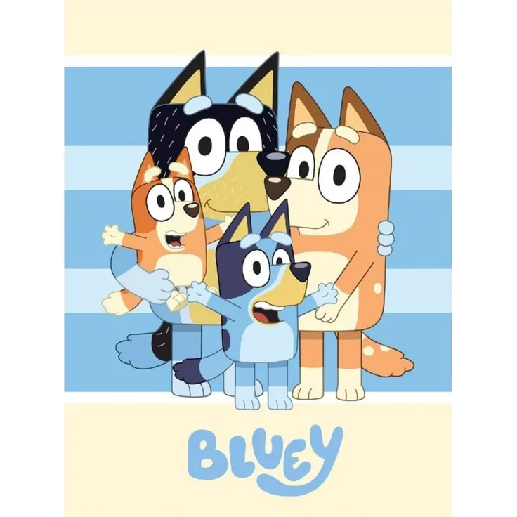 Bluey Fleecedecke 100x140 cm Kuscheldecke Kinder Blau Polyester