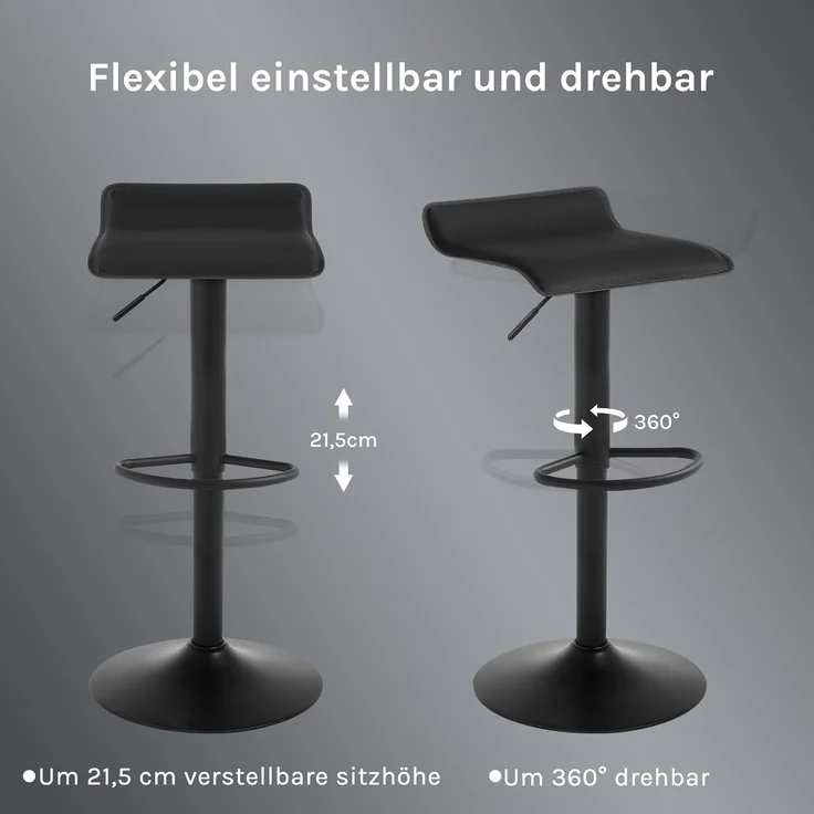 Woltu Barhocker (1 St), Design Hocker stufenlose Höhenverstellung Kunstleder – Bild 6