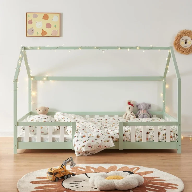 Kinderbett Sisimiut mit Matratze 140x200 cm Mintgrün / Weiß [en. casa] – Bild 2