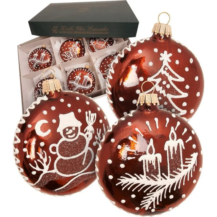 Krebs Glas Lauscha Weihnachtsbaumkugel Baumschmuck Lebkuchen-Taler braun 8cm, Dekoriert mit Liebe zum Detail
