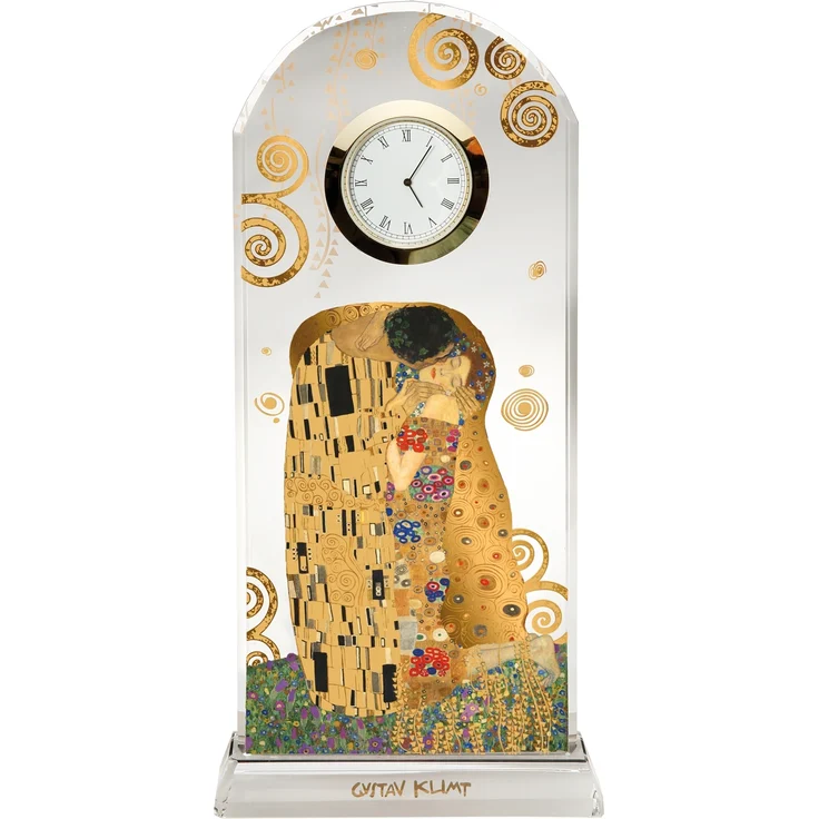 Goebel / Gustav Klimt - Der Kuss,Tischuhr,Klimt - Kuss,11,0cm x 4,5cm x 23,0cm / Glas / 11,0cm x 4,5cm x 23,0cm – Bild 1
