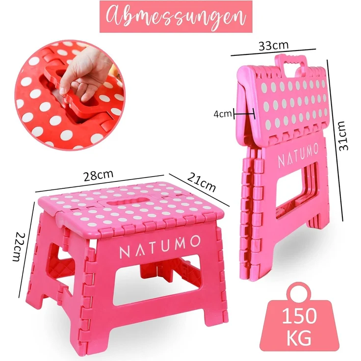 natumo Tritthocker faltbare Aufstiegshilfe für Kinder & Erwachsene - bis 150kg (1 St) – Bild 2
