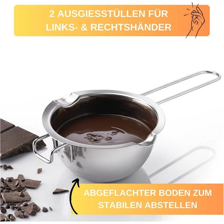 Thiru Fonduetopf Wasserbad-Schmelzschale Edelstahl - ø 11 cm innen, 6 cm hoch, spülmaschinengeeignet – Bild 3