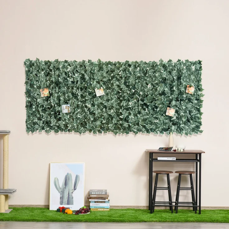 MELAYR, Künstliche Hecke, Sichtschutz, Dekorationsrolle, 2,4 m lang x 1 m hoch, realistisches Laub, Dunkelgrün – Bild 4