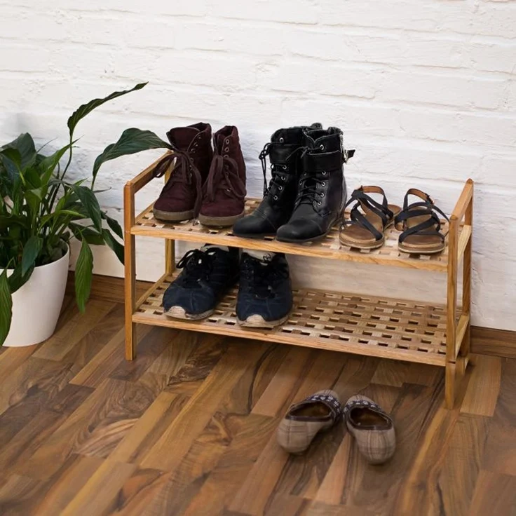 Relaxdays 5 x Schuhregal Walnuss stapelbar – Bild 2