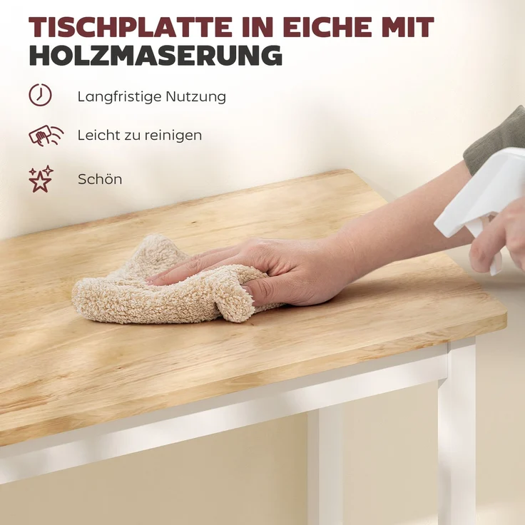 MELAYR, Bartisch, Eichenoptik, kompakt, Platz für 2 Personen, Naturholz+Weiß, 108 x 48 x 91 cm, Eiche – Bild 6