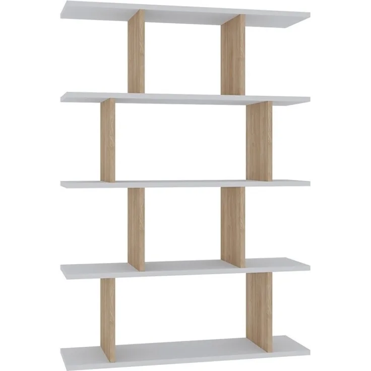 Calicosy Regal 4 Ebenen Weiß und Eichenoptik L90 cm – HARMON - Weiß