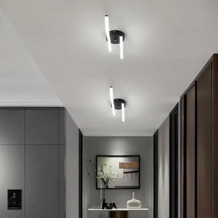 Goeco Modern LED Deckenleuchte, 12W 1300LM Wohnzimmerlampe Schwarz, 2 Flammige, LED Deckenlampe Innen Acryl Deckenbeleuchtung 6500K Kaltweißes Licht für Schlafzimmer, Wohnzimmer, Flur, Küche – Bild 6