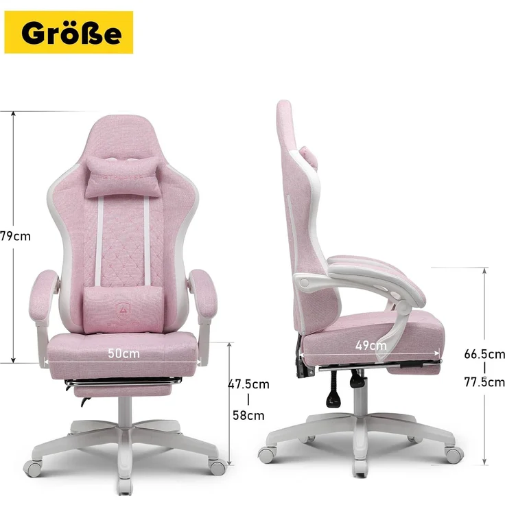 GTPLAYER Gaming-Stuhl Ergonomischer Gaming Sessel Schreibtischstuhl aus Stoff/Kunstleder (Pacekung), Federsitzkissen mit Fußstütze – Bild 7