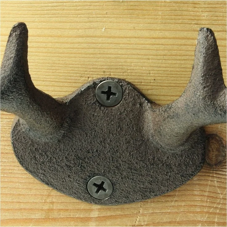 Macosa Home Wandhaken Haken Geweih Vintage Retro Antik Hirsch Metall 10x22 cm, Wand, rostig Garderobenhaken Kleiderhaken Handtuchhaken Metallhaken – Bild 3